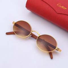 New vintage imitation wood sunglasses men small round frame sunglasses fashionable
