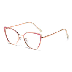 New fashion style reading pink metal frame glasses cat eye anti blue light glasses
