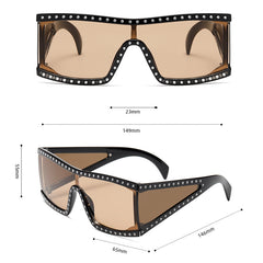 One-piece square frame riveted sunglasses fashion UV400 protection sunglasses