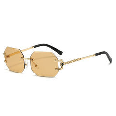 Metal rimless sunglasses for women personality glasses Fashion gradient shade for men