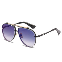 High quality gradient colorful sunglasses double bridge metal frame sunglasses