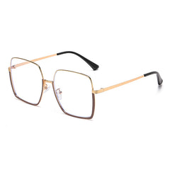 Color-changing anti-blue glasses women trend fashion large frame metal flat lens ins glasses frame