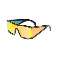 One-piece square frame riveted sunglasses fashion UV400 protection sunglasses