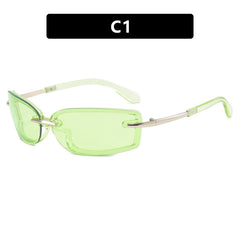Rimless small frame sunglasses New sunglasses Future Sunglasses for women Dopamine