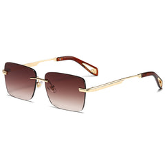 High quality Rimless square sunglasses Retro gradient colorful glasses for men and women