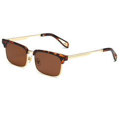 High quality one half rimless sunglasses leopard print metal frame sunglasses