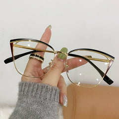 New fashion metal frame pink frame glasses anti blue light ladies glasses
