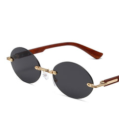 High quality rimless metal frame sunglasses luxury pink lens sunglasses