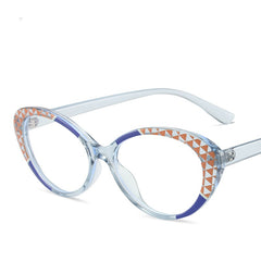 Fashion Cat eye anti-blue light glasses new elliptical fashion flat lens full star glasses