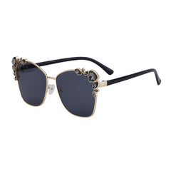 High quality gradient colorful sunglasses cat-eye diamond large frame sunglasses female