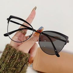 custom logo metal frame pink cat eye glasses anti blue light glasses