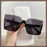 Hot sale rimless sunglasses oversized rivet square fashion vintage gradient colorful sunglasses