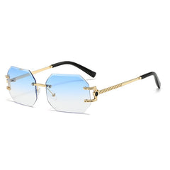 Metal rimless sunglasses for women personality glasses Fashion gradient shade for men
