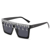 New diamond sunglasses Hot square frame one large frame diamond sunglasses