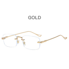 High quality fashion ins style rimless glasses anti blue light metal frame women glasses