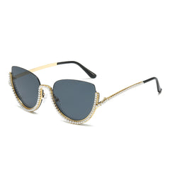 New half frame diamond set sunglasses Personality half frame stylish ladies party sunglasses