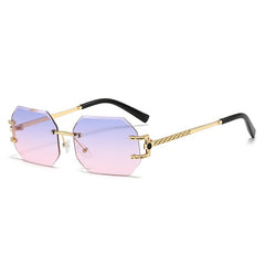 Metal rimless sunglasses for women personality glasses Fashion gradient shade for men