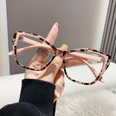 Retro Fashion Leopard Print Glasses Candy Colorful Pink Anti-Blue-Light Eyewear Glasses