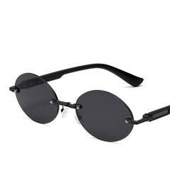 High quality rimless metal frame sunglasses luxury pink lens sunglasses