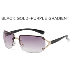 New style rimless luxury sunglasses gradient colorful ins trend women sunglasses