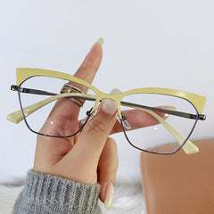 New style fashion cat eye glasses anti blue light pink metal frame glasses