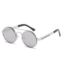 Steampunk round frame sunglasses Spring leg sunglasses Vintage round rimmed sunglasses