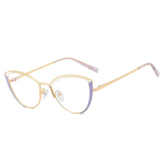 Trend new metal fashion flat mirror female glasses cat eye fashion anti-blue light glasses