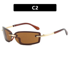 Rimless small frame sunglasses New sunglasses Future Sunglasses for women Dopamine