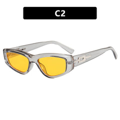 Custom logo green lens rectangle sunglasses rivet uv400 sunglasses