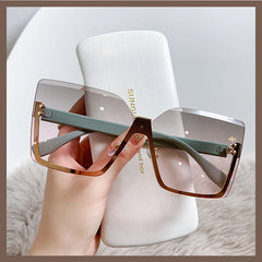 Hot sale rimless sunglasses oversized rivet square fashion vintage gradient colorful sunglasses