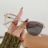 custom logo metal frame pink cat eye glasses anti blue light glasses