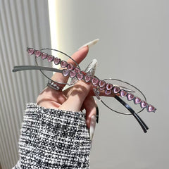 New personality fashion love diamond sunglasses ins trend oval small frame outdoor sunglasses