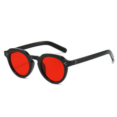New fashion round frame red lens sunglasses leopard print pc frame acetate sunglasses
