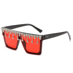 New diamond sunglasses Hot square frame one large frame diamond sunglasses