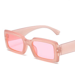 Custom logo square rectangle sunglasses leopard print pink frame sunglasses
