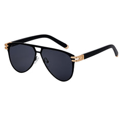 Luxury double bridge sunglasses black lens metal high quality uv400 outdoor sunglasses