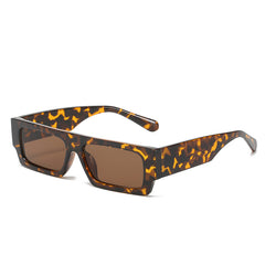 New fashion custom logo sunglasses small rectangle uv400 leopard print sunglasses