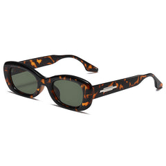 Custom logo rectangle frame sunglasses rivet leopard print sunglasses