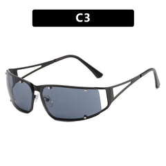 Hot sale custom logo fashion sunglasses metal frame y2k rivet sunglasses