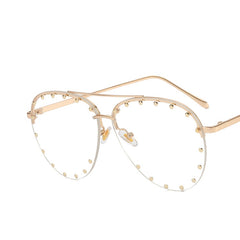 New fashion double bridge sunglasses Large frame with metal rivets sunglasses