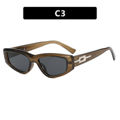 Custom logo green lens rectangle sunglasses rivet uv400 sunglasses