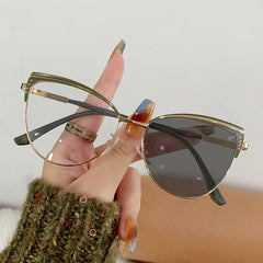 custom logo metal frame pink cat eye glasses anti blue light glasses