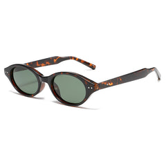 High quality small frame leopard print sunglasses green lens sunglasses