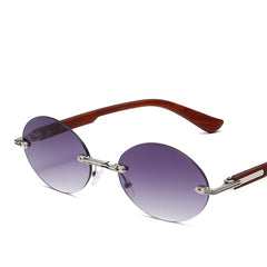 High quality rimless metal frame sunglasses luxury pink lens sunglasses