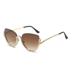 New half frame diamond set sunglasses Personality half frame stylish ladies party sunglasses