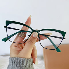 New style fashion cat eye glasses anti blue light pink metal frame glasses
