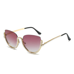 New half frame diamond set sunglasses Personality half frame stylish ladies party sunglasses