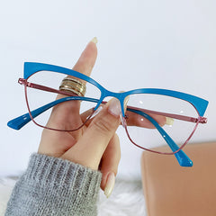 New style fashion cat eye glasses anti blue light pink metal frame glasses