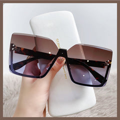 Hot sale rimless sunglasses oversized rivet square fashion vintage gradient colorful sunglasses
