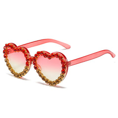 New sunglasses personality love diamond-set glasses fashion heart sunglasses woman